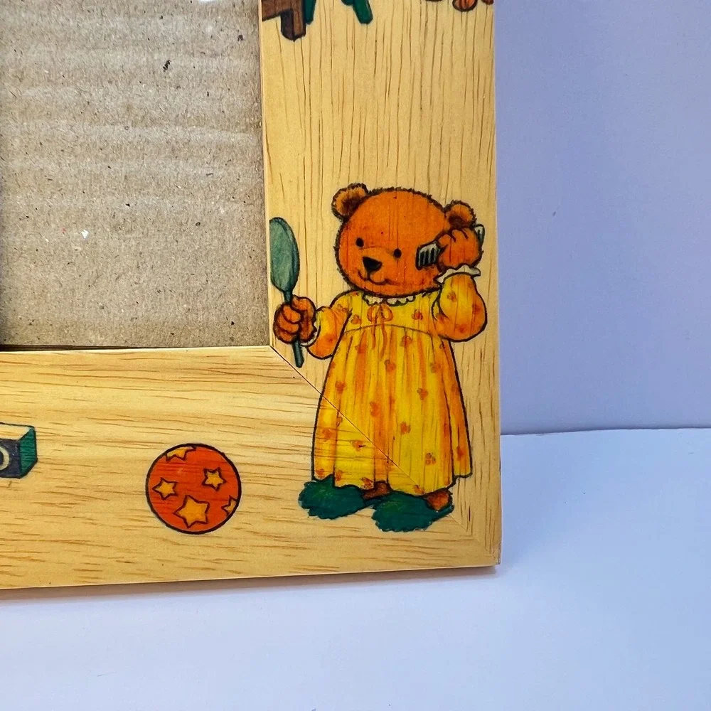 Vintage Cottage Wood‎ Double Picture Frame Bears 2x3